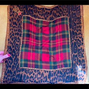 Vintage Ralph Lauren Scarf Leopard Plaid